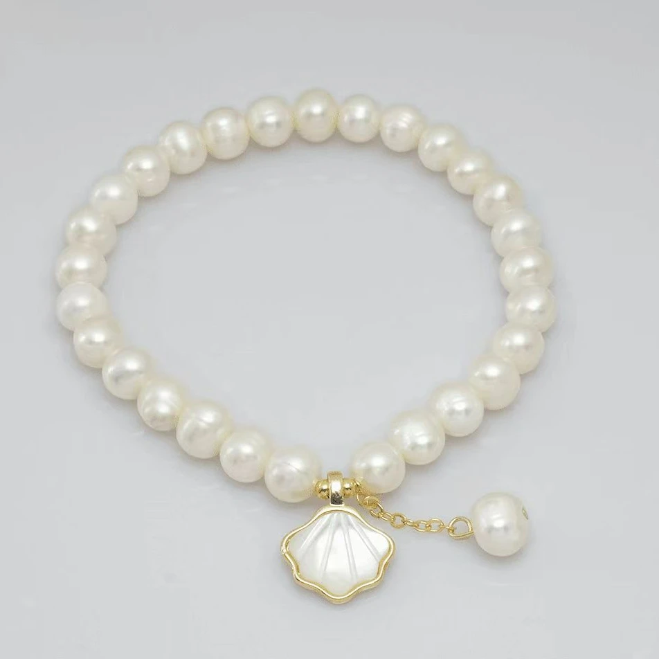 【白贝】6-7MM天然淡水珍珠强光轻奢手链精致百搭手串简约DSL00637