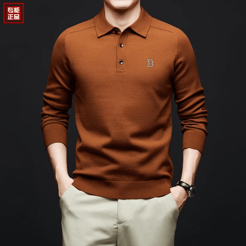 【专柜正品】英伦秋冬款高档男士羊绒衫新款POLO衫针织羊毛衫上衣男