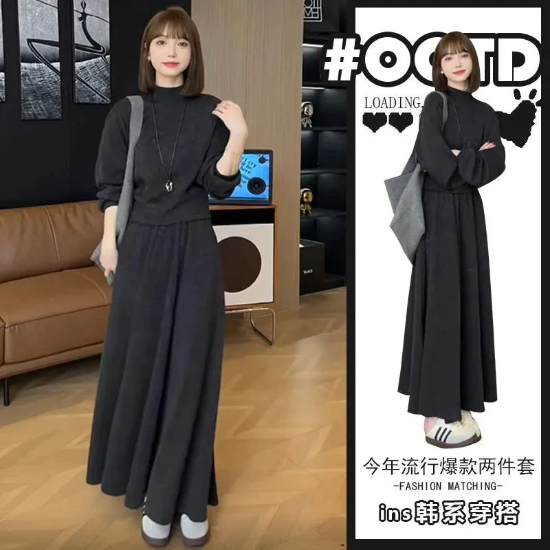 单件/盐系轻熟风装设计感别致背蝴蝶结长袖卫衣松紧高腰半身裙