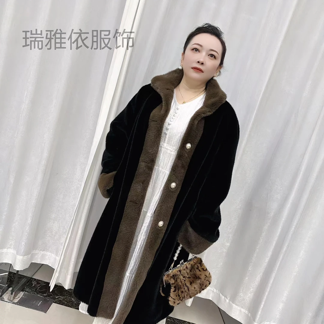 秋冬新款女保暖加厚中长款时尚气质大衣黑色冬季外套女款轻奢潮流