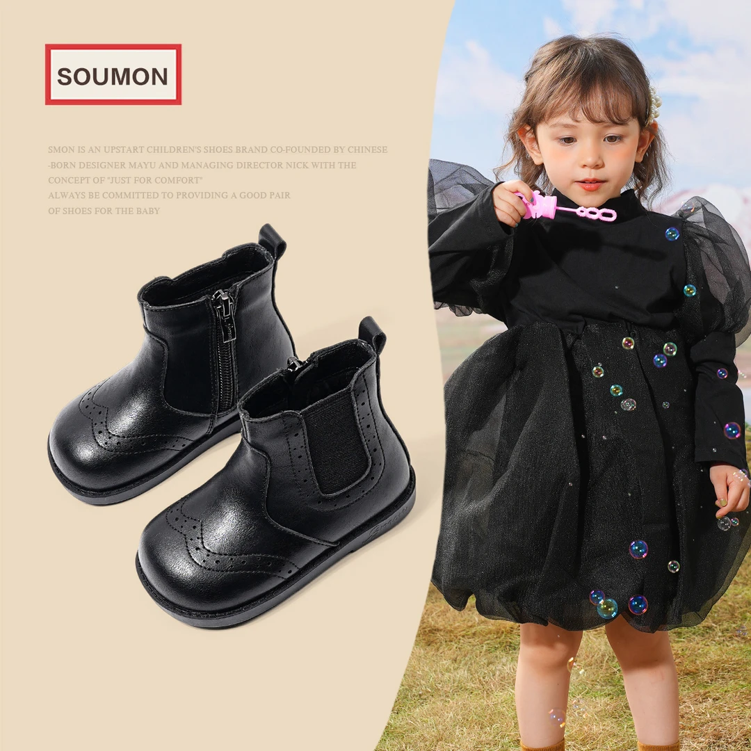 断码清仓马丁靴秋冬新款1-3岁2女宝宝皮靴小童短靴婴幼儿软底童靴