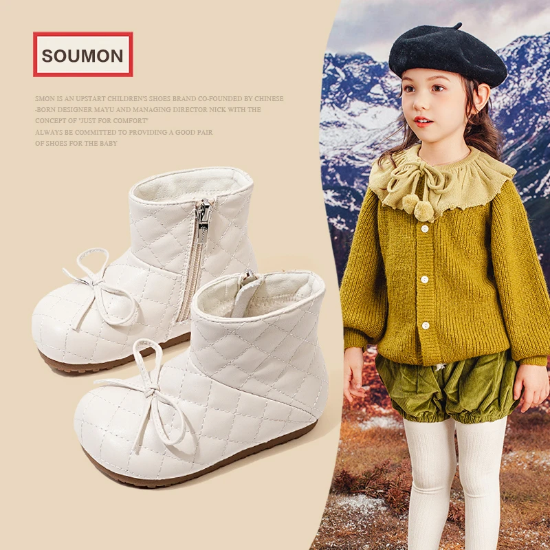 清仓靴子2025冬季新款小女孩公主鞋皮靴软底女宝宝二棉鞋加绒保暖