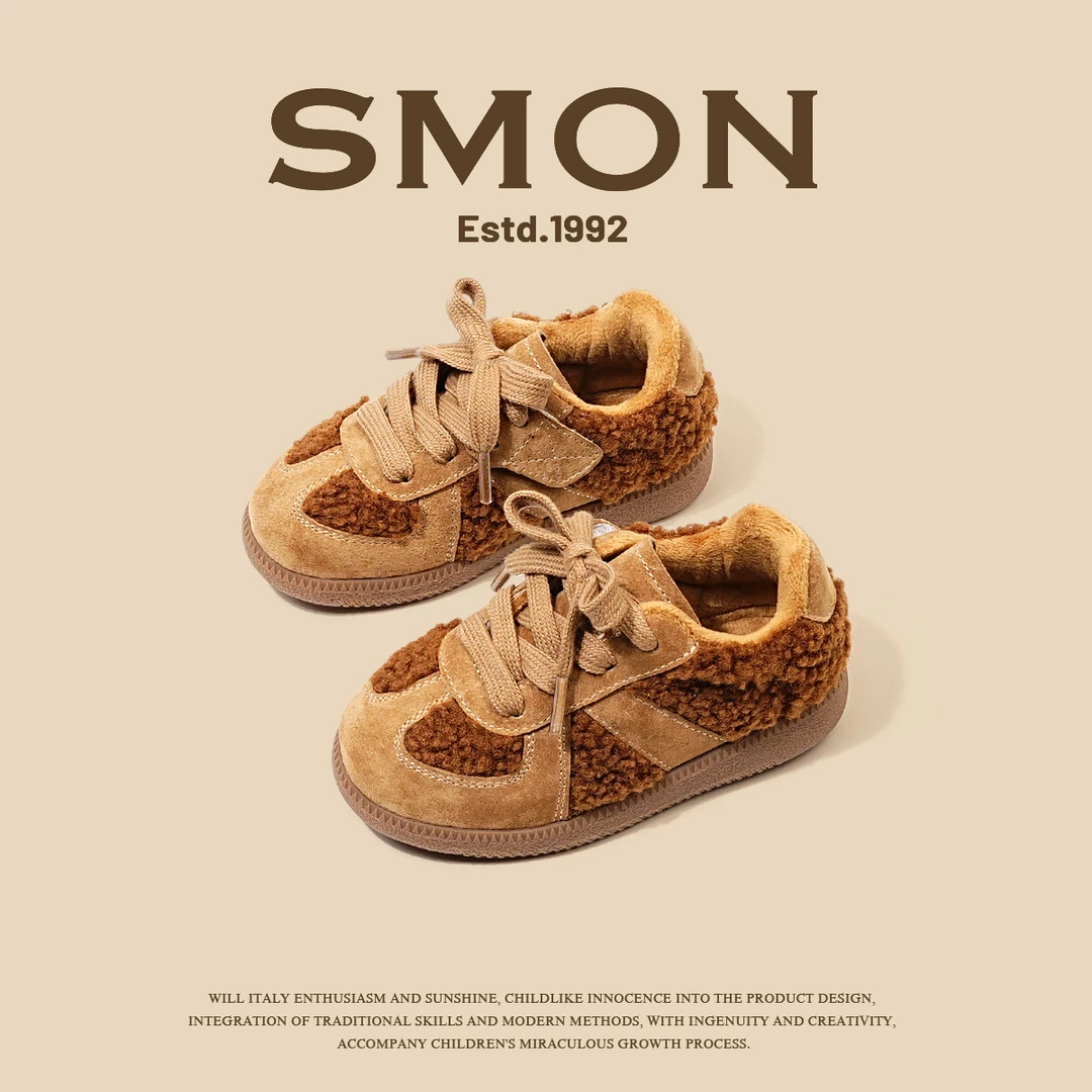 书萌清仓儿童棉鞋低帮板鞋新款女小童德训鞋冬季外穿宝宝鞋潮