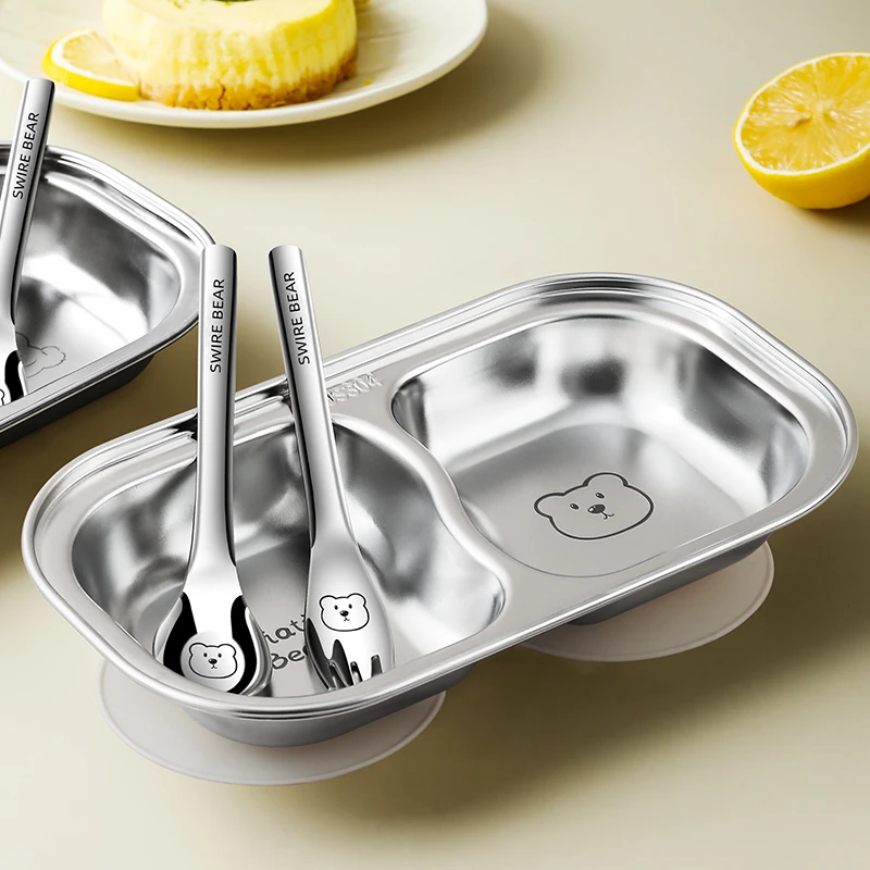 304不锈钢儿童餐盘宝宝婴儿餐具分格分午餐盘吃饭菜辅食水果防滑