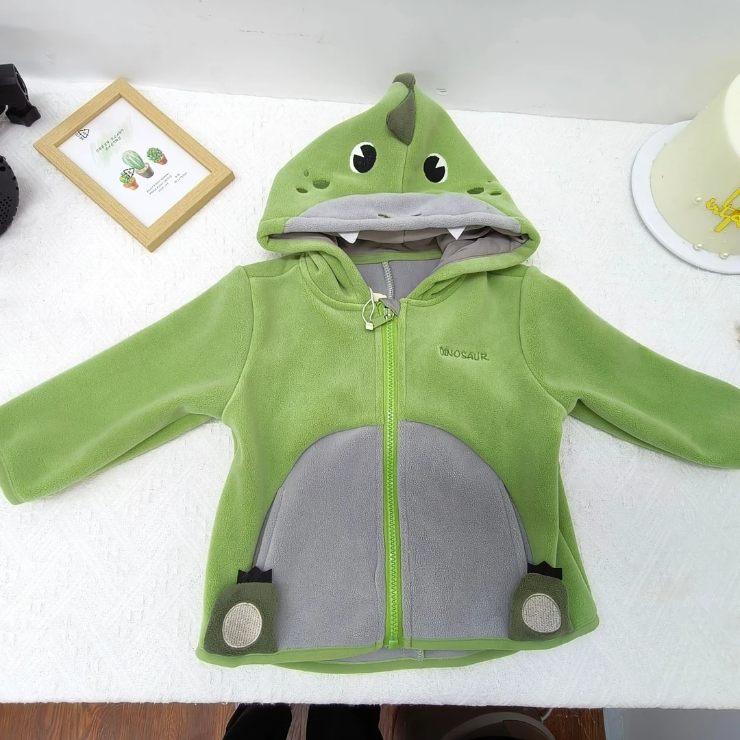 DD 1051秋冬卡通鳄鱼外套男童女童保暖舒适时尚宝宝休闲带帽秋款