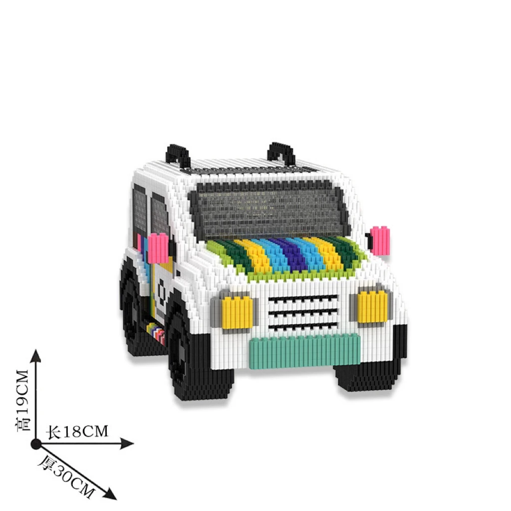 小杜乐玩 串联环保颗粒儿童益智互动玩具 手工拼装吉普车积木摆件