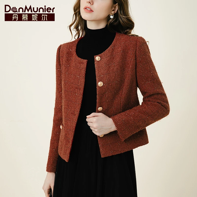 丹慕妮尔2024秋冬新款时尚气质小香风百搭短外套