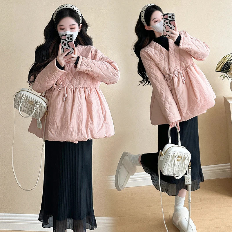 孕妇秋冬外套拜年服中式国风改良刺绣唐装羽绒棉服厚外套里两件套