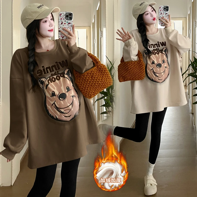 孕妇装冬季新款时尚休闲百搭宽松遮肚大码加绒加厚显瘦孕妇卫衣