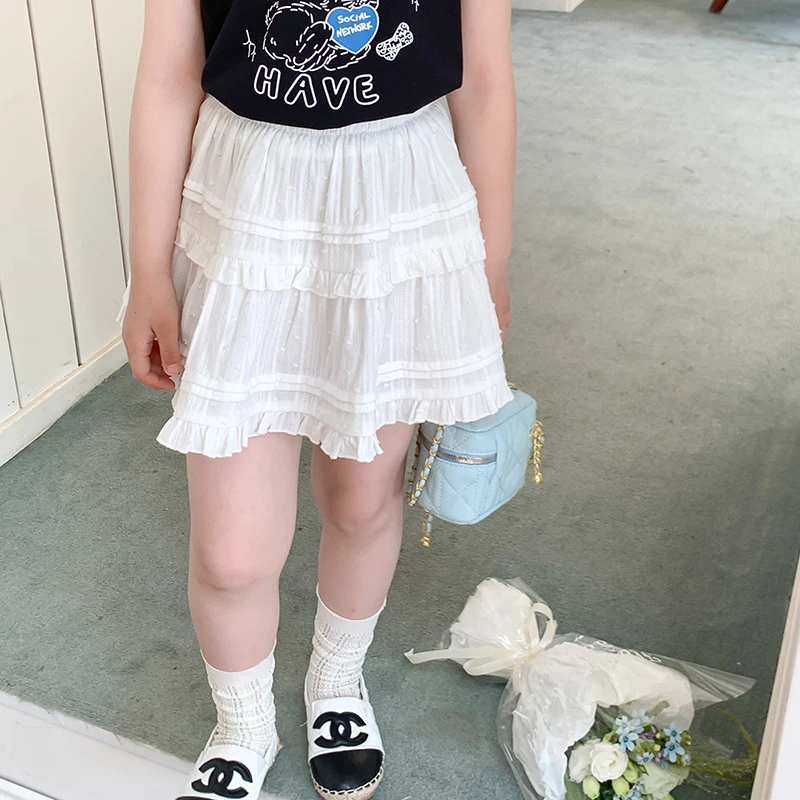 【甜心公主】夏款女童防走光设计不透色蛋糕半身裙J014