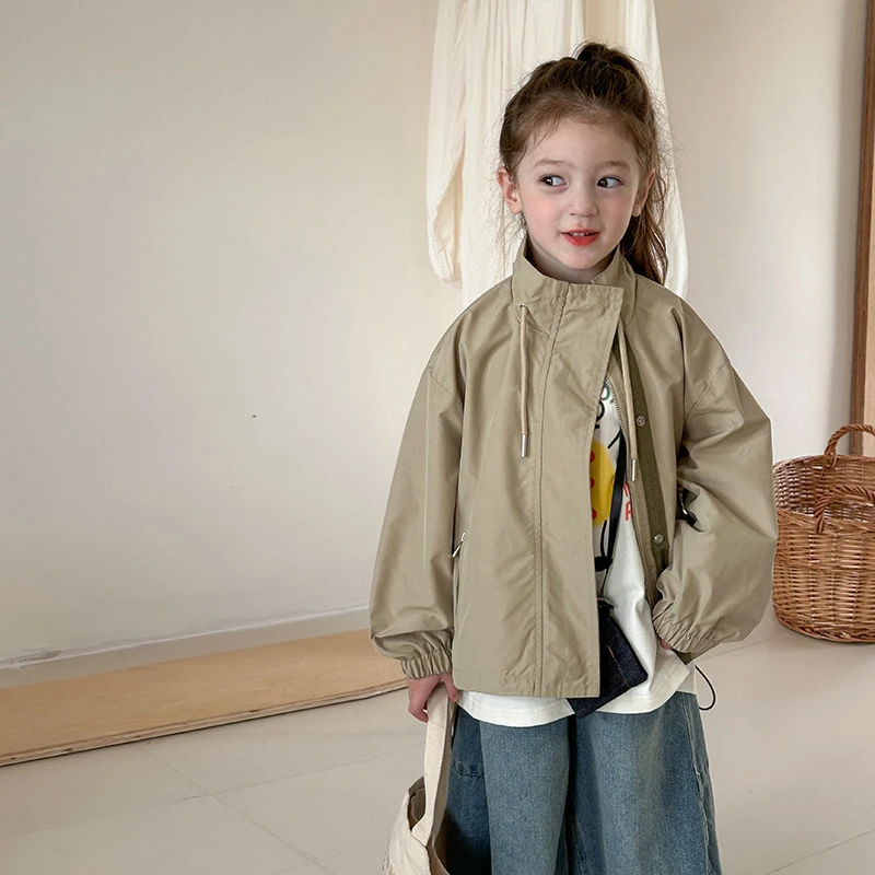 【秋季新品】秋女童宽松拉链暗扣休闲夹克上衣立领外套  24Y018