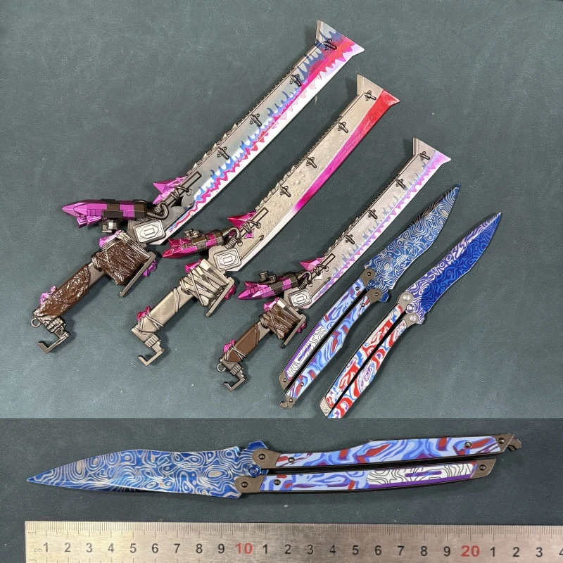 和平精英大号火焰刀 地铁逃生冷锋蝴蝶刀 金属兵器模型摆件玩具