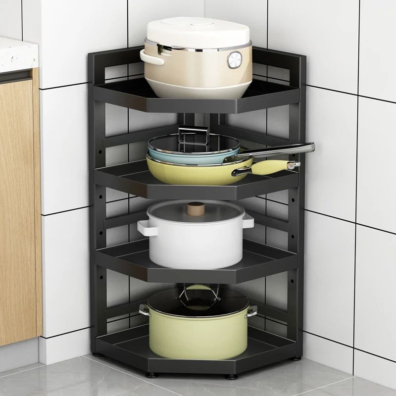 厨房多功能微波炉家用转角架锅具收纳架落地式多层大容量置物架