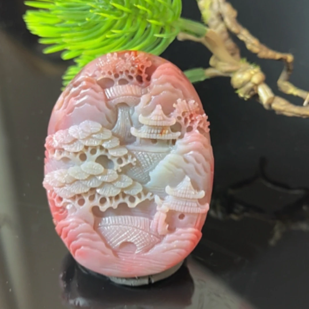 盐源玛瑙山水81g挂件吊坠摆件