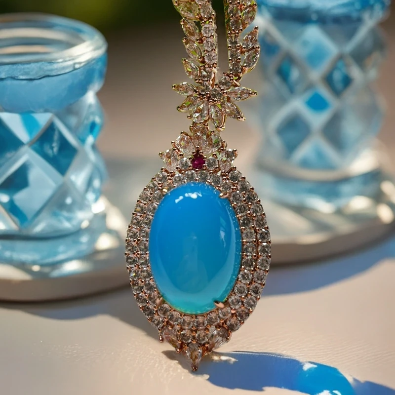 美亿珠宝/玛瑙玉髓镶嵌晚装套装吊坠/多样式发一