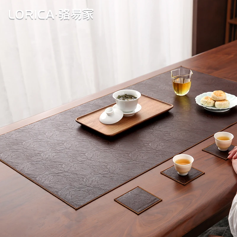 骆易家【陌野】皮革茶席中式禅意防水茶盘垫茶杯隔热垫茶托茶道垫子