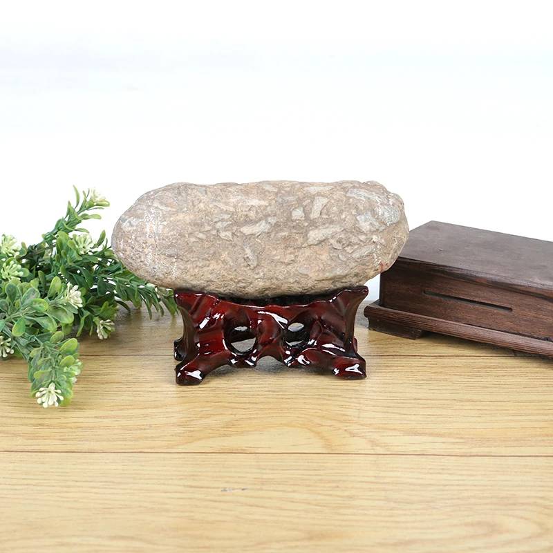 c105f-8-4长方形奇石底座免挖槽鹅卵万能托架摆件带凹槽底座