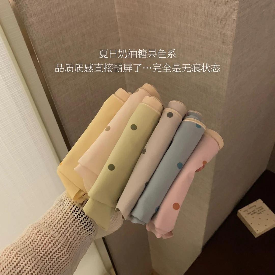 日系奶油波点一片式无痕冰丝内裤女士内裤三角内裤女内裤无痕内裤