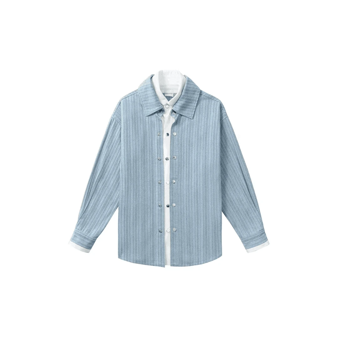 CharlieLuciano假两件牛仔衬衫cl外套2025新款设计感男女上衣秋