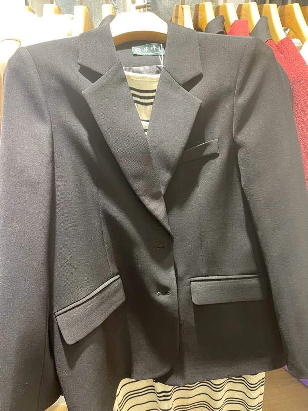 黑色宽松西装外套女职业正装面试答辩小西服上衣