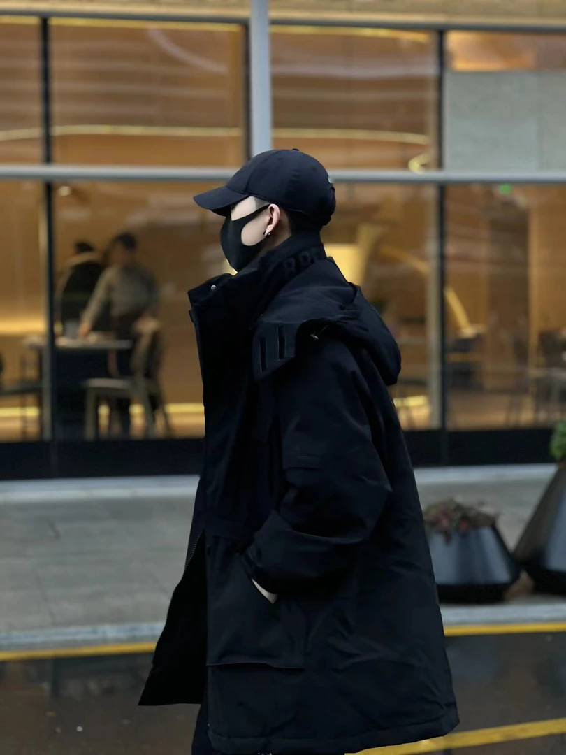 CY<CHAOYE>潮牌冬季中长款可拆卸领休闲连帽宽松保暖羽绒服韩版