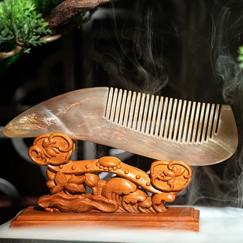 尖尾羊角梳  防脱随身便携防静电精品细齿宽齿梳子家用美人牛角梳