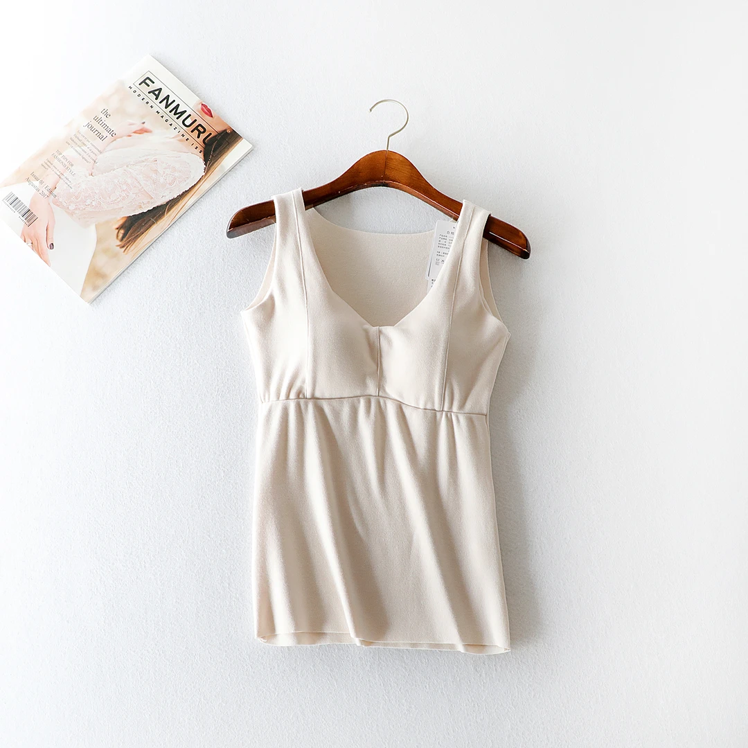 牙签条350德绒双面磨毛保暖一体式罩杯背心L319