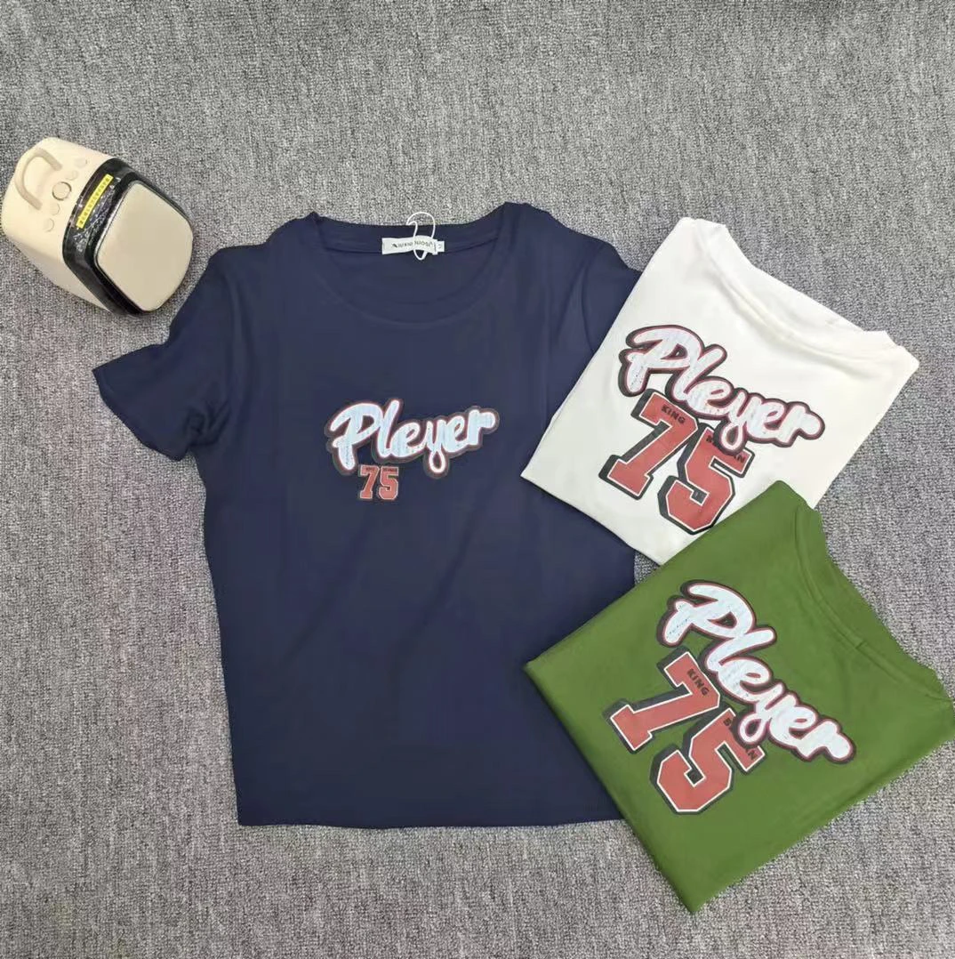 早春75印花时尚休闲圆领百搭AB面T恤