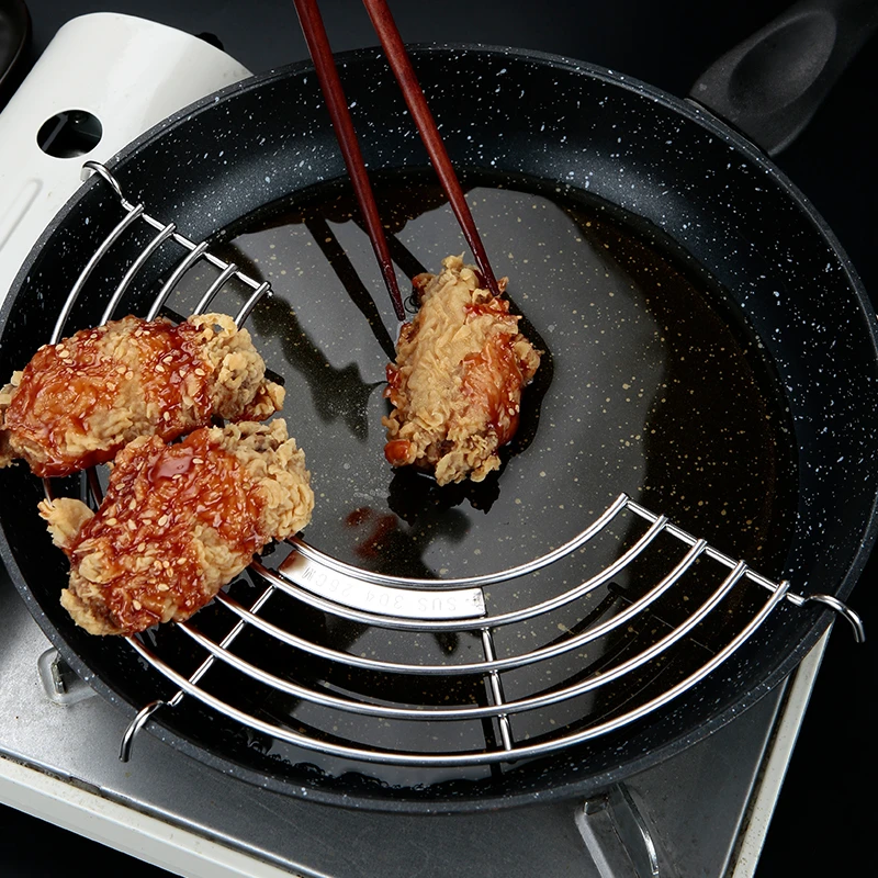304不锈钢沥油架半圆形锅边控油架油炸漏网滤油卡网架厨房家用