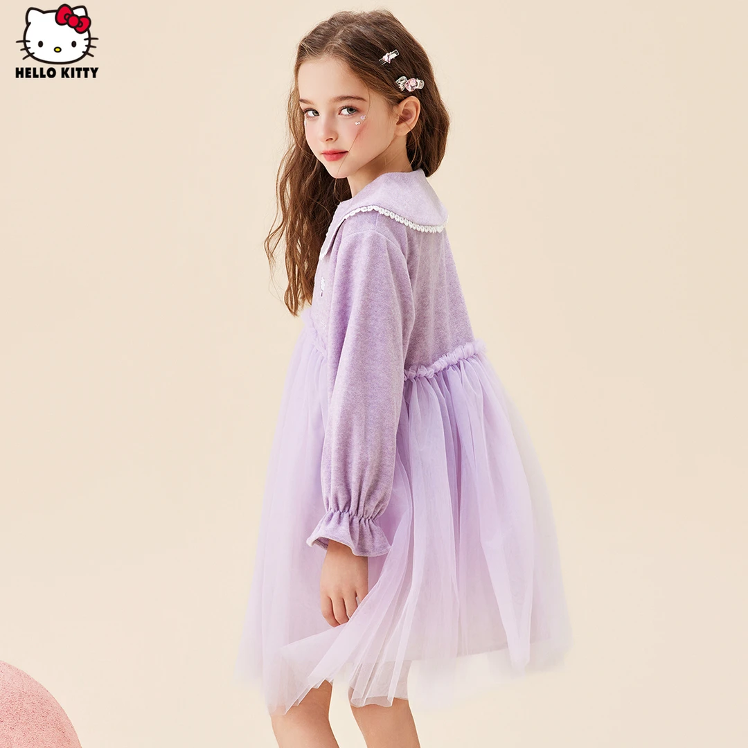 HELLO KITTY/凯蒂猫2024年透气新款女童连衣裙中大童韩版公主纱裙