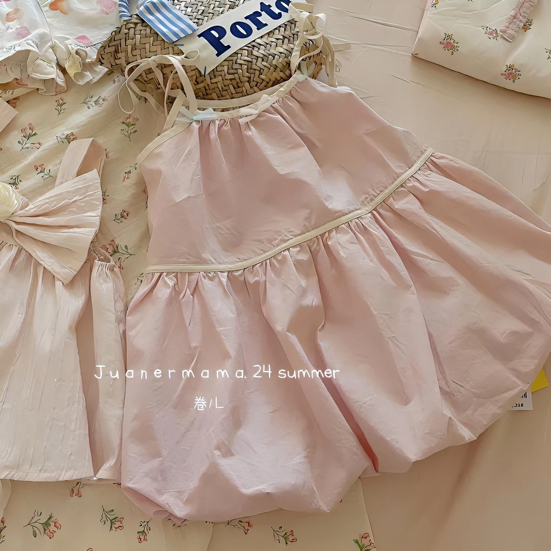 夏日甜甜女宝宝花苞裙2024新品女童连衣裙夏季2024新品儿童吊带裙