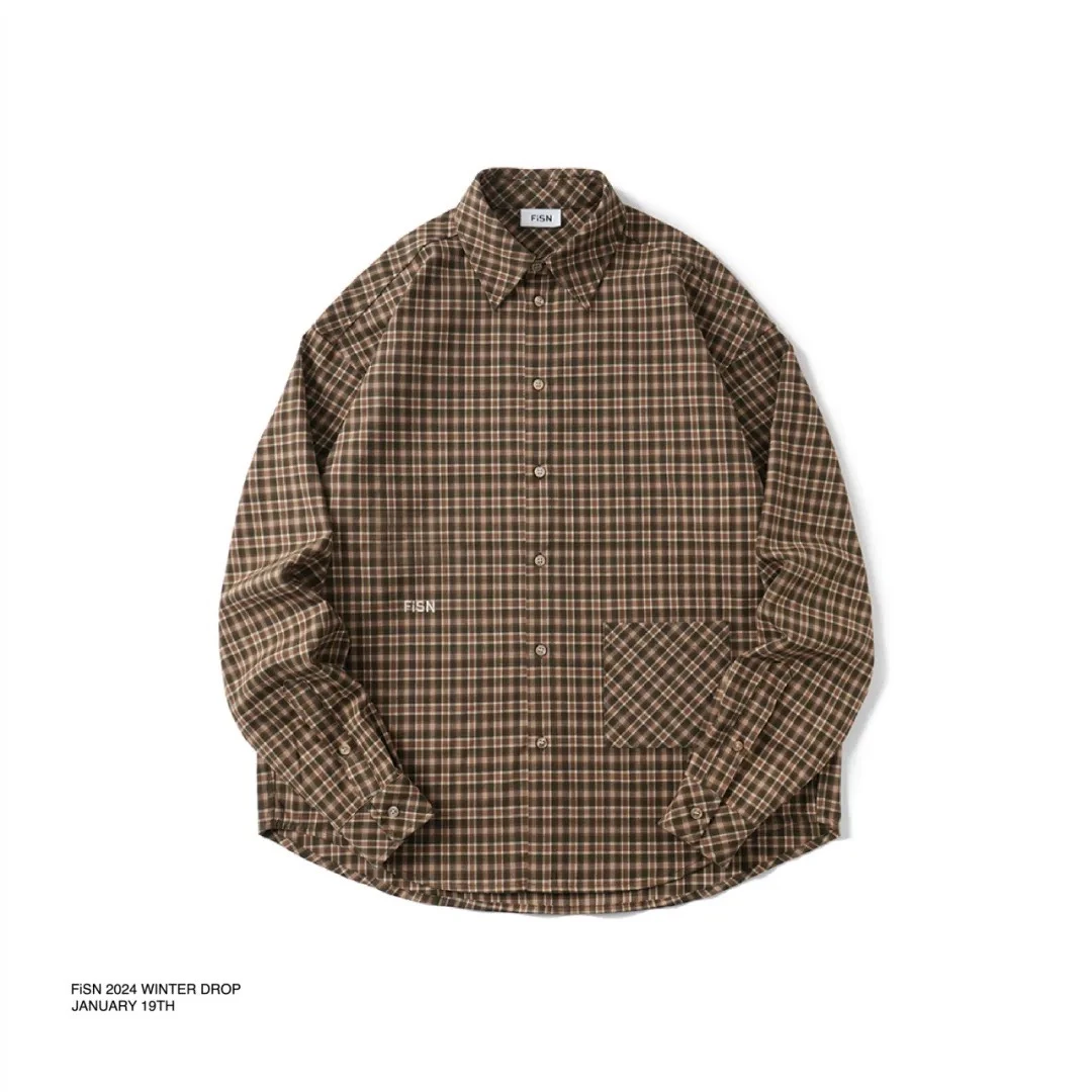 Fisn 2025 winter drop 时尚经典复古休闲格纹衬衫