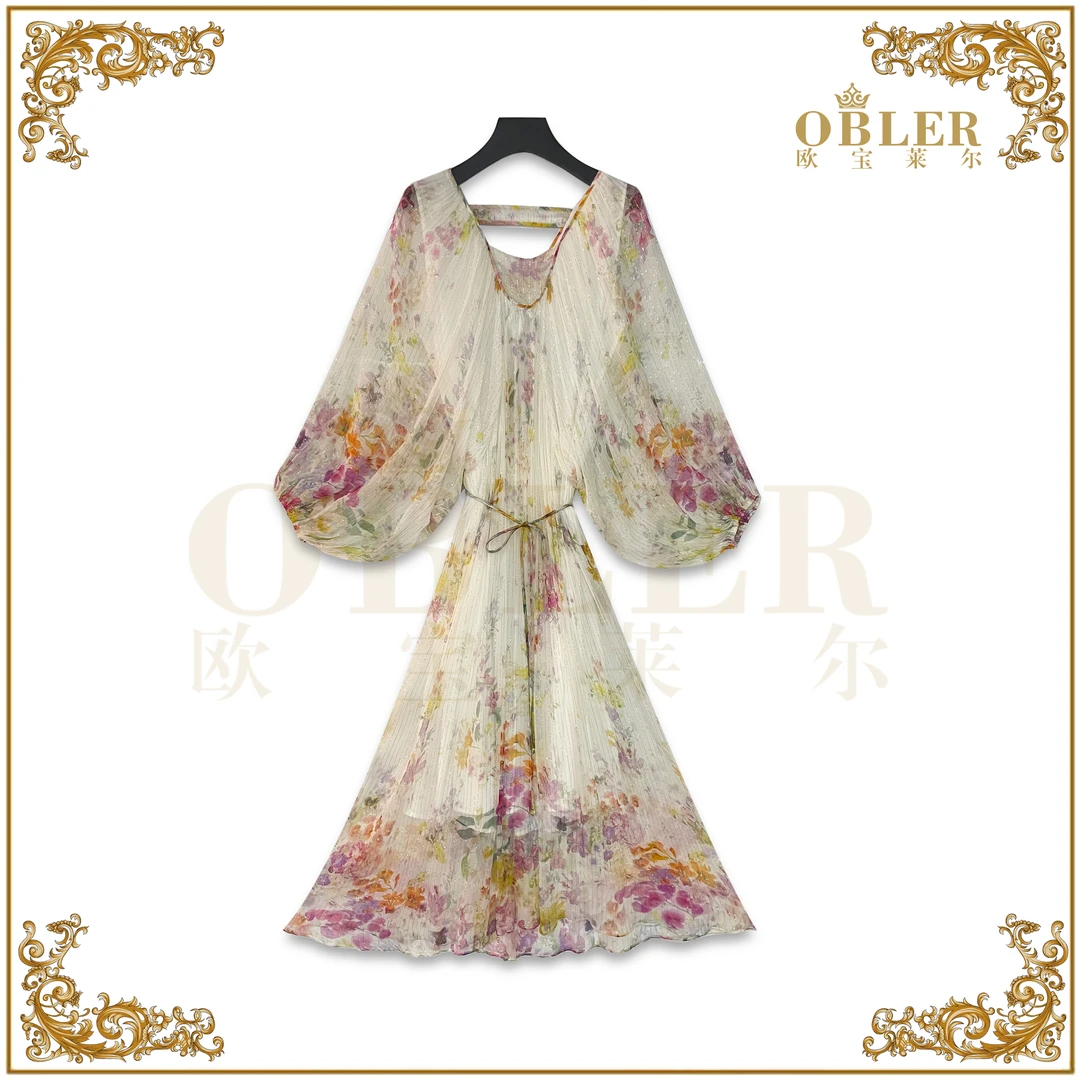 【活动专享】新款真丝气质轻奢百搭莫奈花园风女装连衣裙 901-001