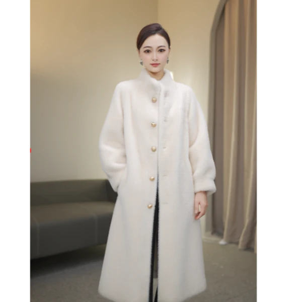 【孟彦希1】2024.新款雪兰貂皮毛一体女装秋冬加厚长款外套冬款2501