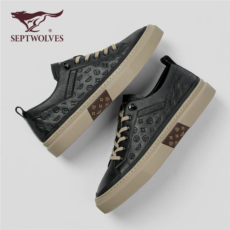 七匹狼轻奢男鞋秋冬黑色板鞋2023新款舒适小众休闲鞋子男百搭潮鞋