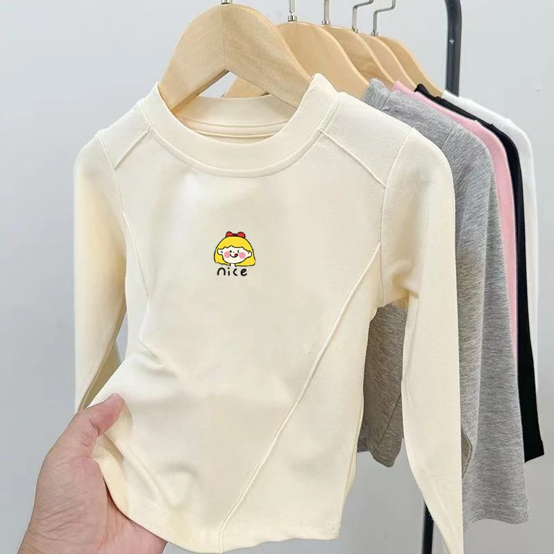 秋季中大童卡通德绒时尚内搭上衣2024秋冬新款女童t恤保暖打底衫