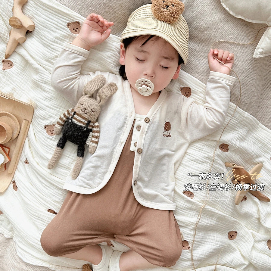 长袖婴儿空调开衫婴童夏季超薄防晒衫婴幼儿宝宝小外套儿童夏装潮