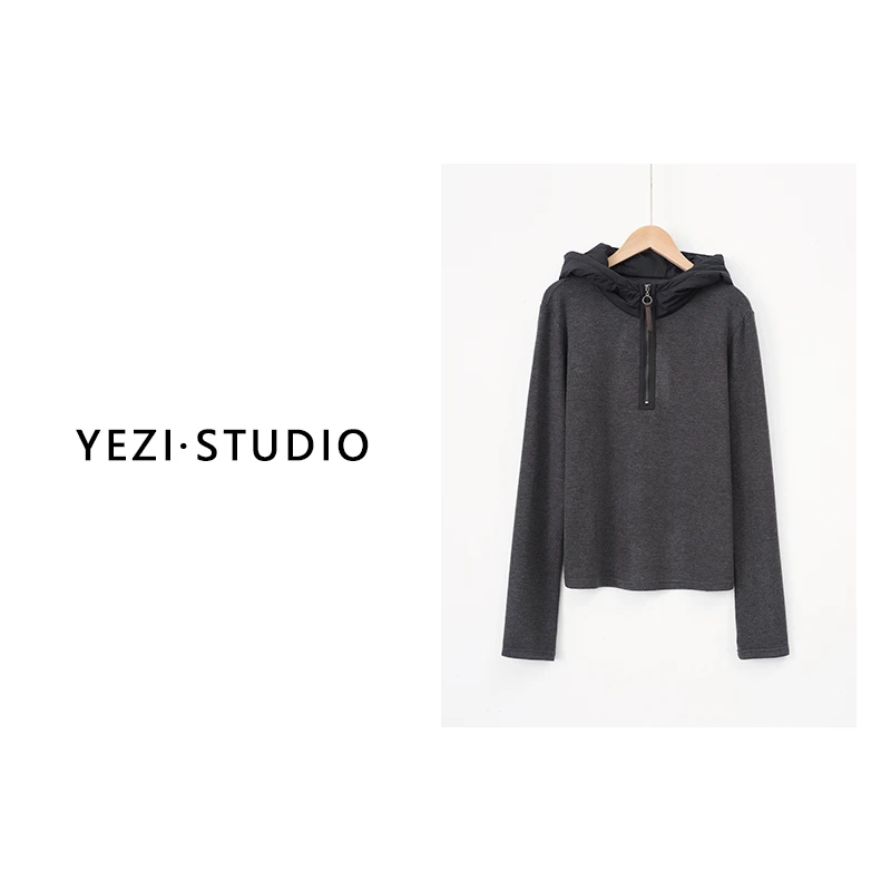 叶子定制-【小暖炉】羊毛羊驼绒纤维半拉链连帽卫衣24417502-11/23