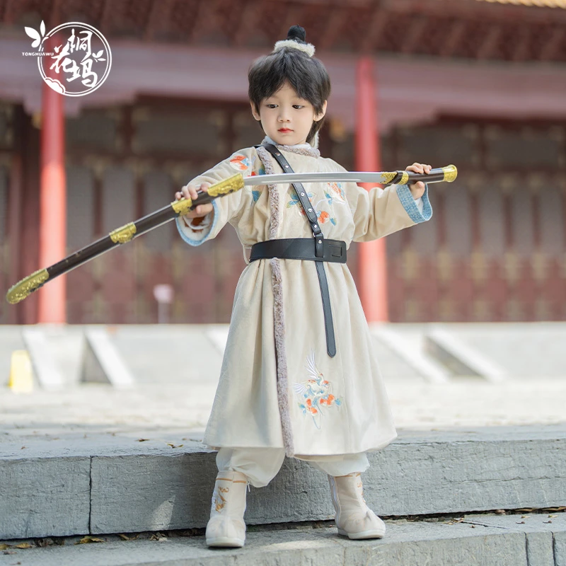 桐花坞【千秋岁】汉服男童冬季儿童武侠风演出服宝宝古风唐装套装