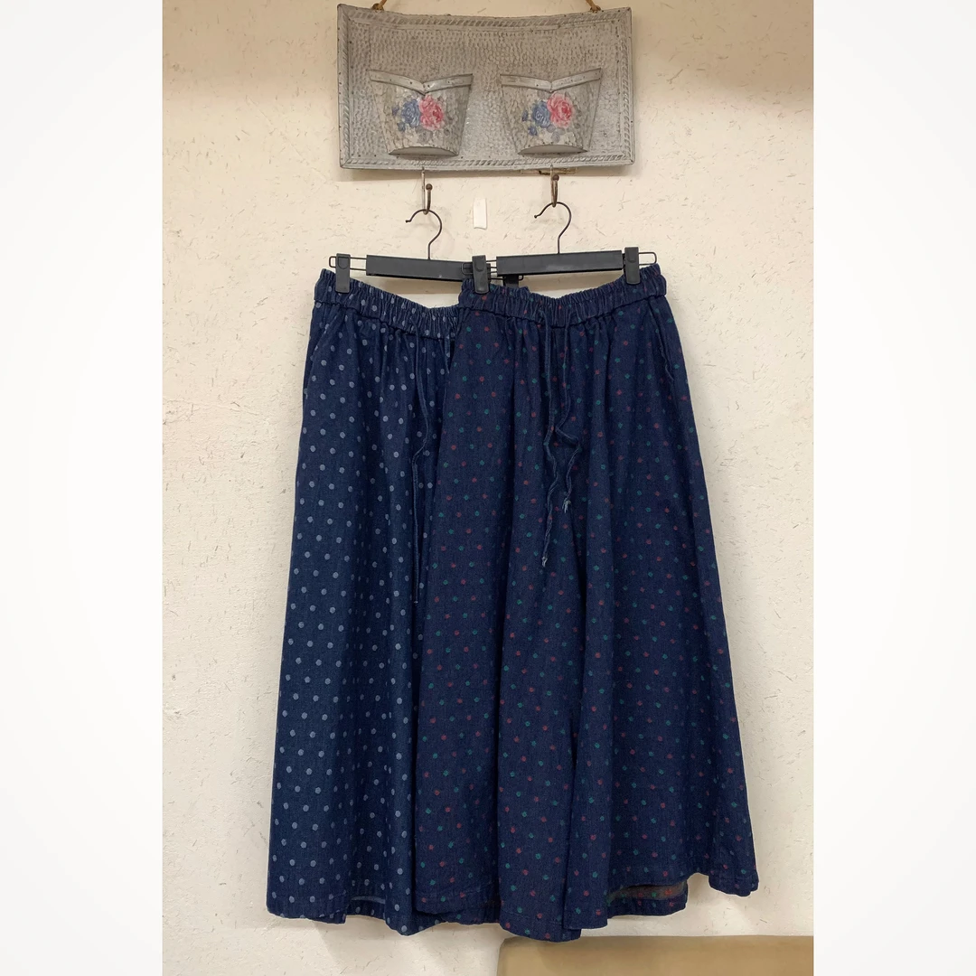 磨毛复古刺绣波点牛仔裙裤