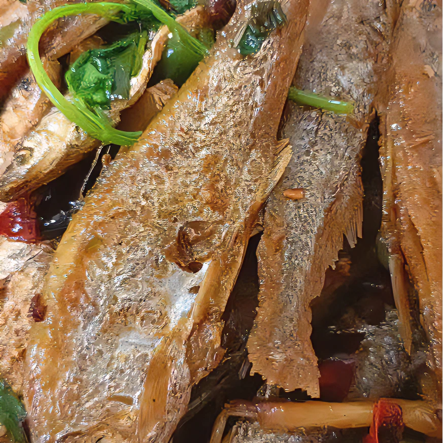 炕煎南湾湖大白鱼条1斤约20条（送腌糖蒜）小时候的味道