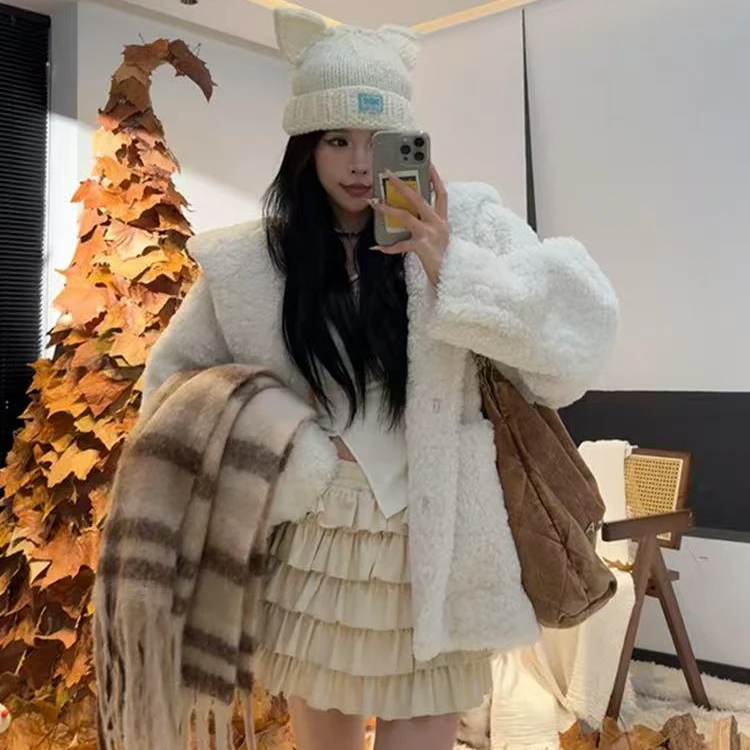 【彤彤专属】冬季新款时尚韩版宽松慵懒感韩系连帽毛毛外套