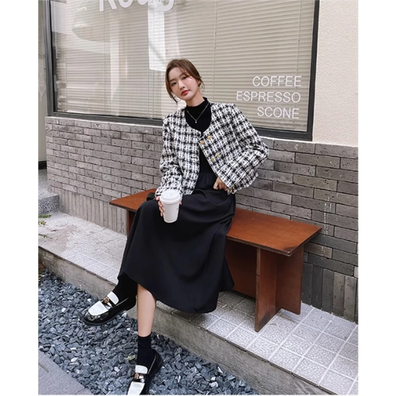 青倾家【莫奈河岸】新款法式小香风粗花呢短外套气质设计感时尚套装