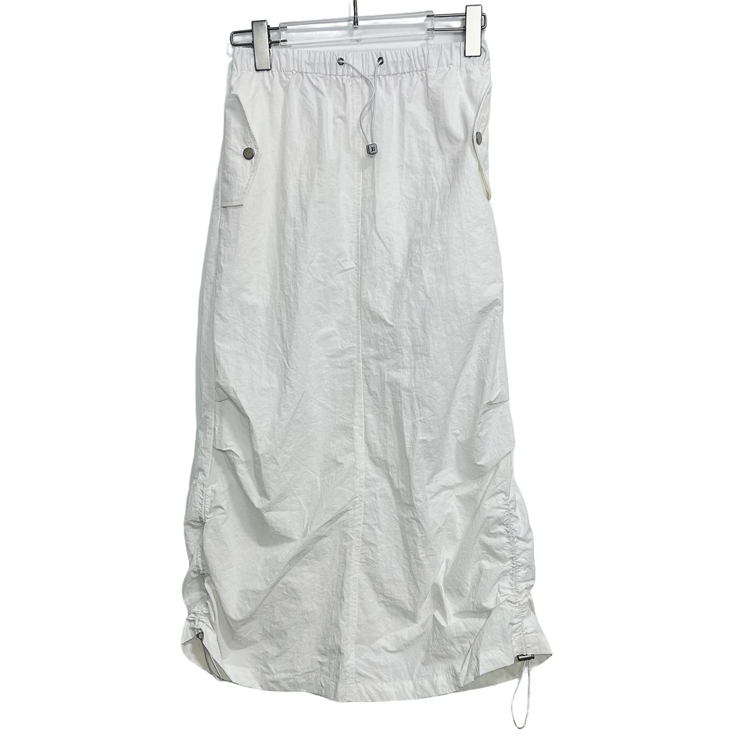 【no退no换】夏季白色时尚休闲开叉半身裙工装抽绳松紧腰潮流半裙