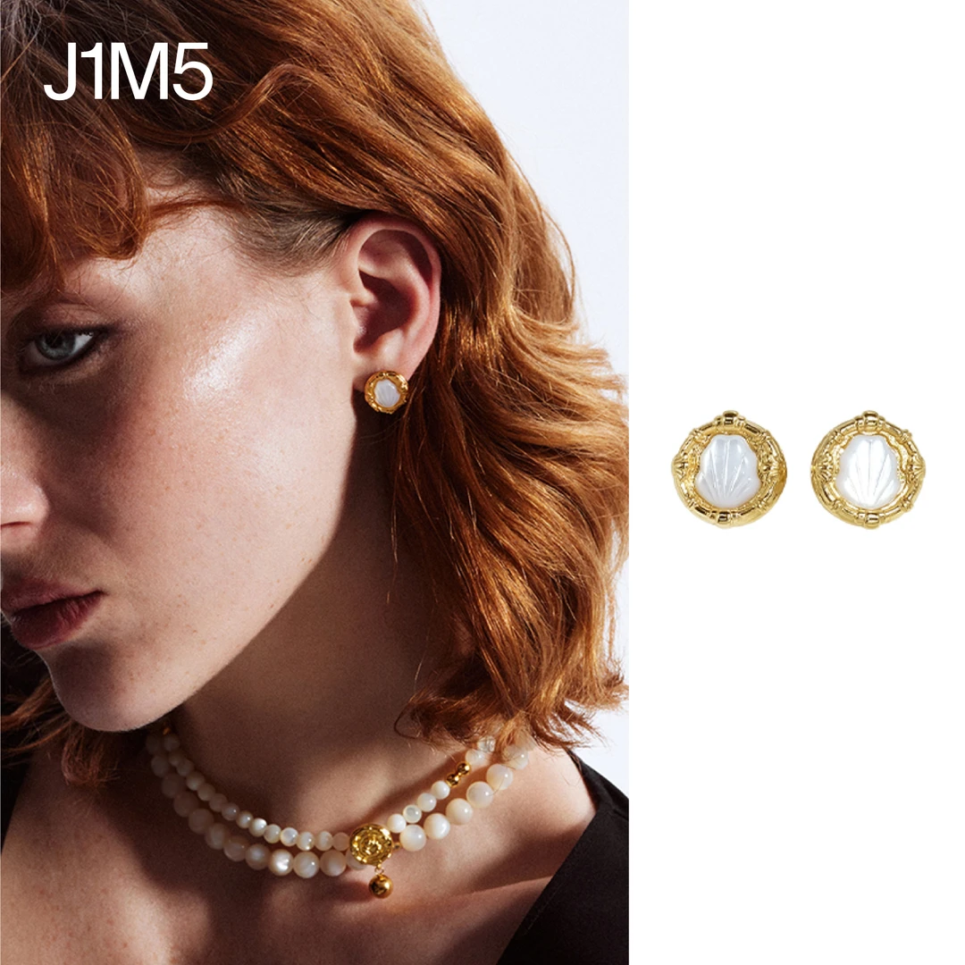 铜合金亚克力耳饰  J1M5买手店 ATELIERSO 23AW新品贝壳古典耳钉