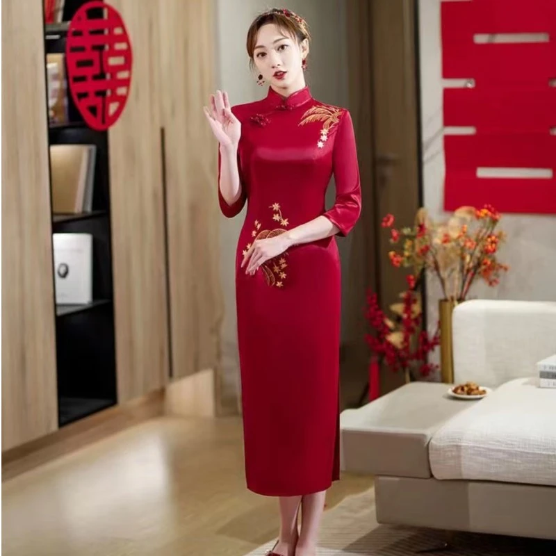 #Q-喜婆婆喜妈妈-高端洋气遮肉显瘦气质中国风复古旗袍
