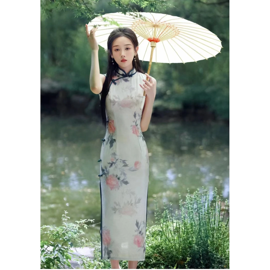 #A时尚改良版复古国风气质中长款日常优雅旗袍