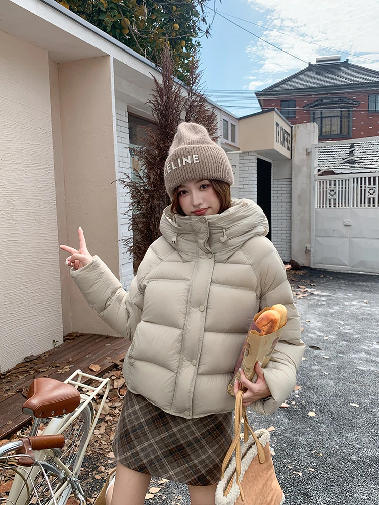 【90鹅绒】2024新款90白鹅绒女装冬外套短款加厚泡芙轻奢韩版休闲潮