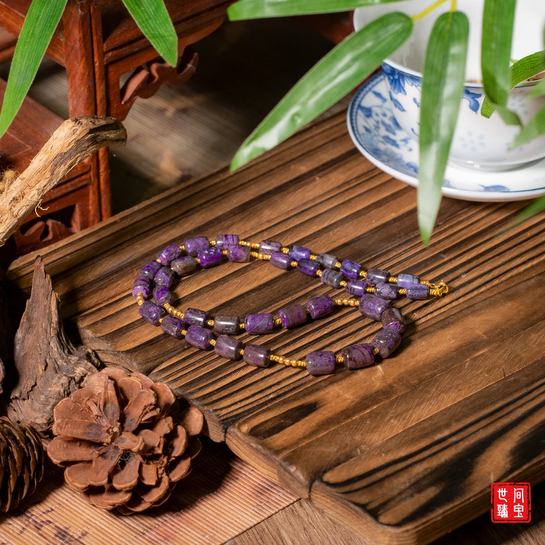 世间臻宝-清言丨18K金老料桶珠项链/长45cm/多样性发/P1645/0