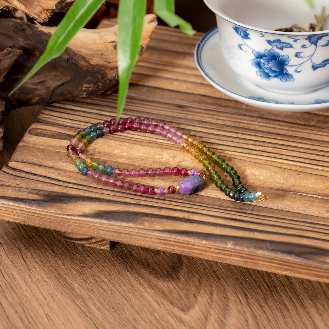 世间臻宝-18K金碧玺DIY项链/长45cm/4mm+-/多样性发/P882